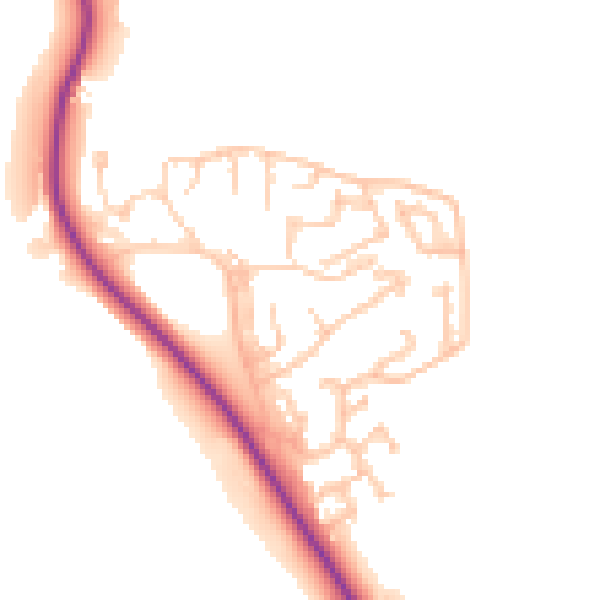 Daytime road noise heatmap for DH1 2UB
