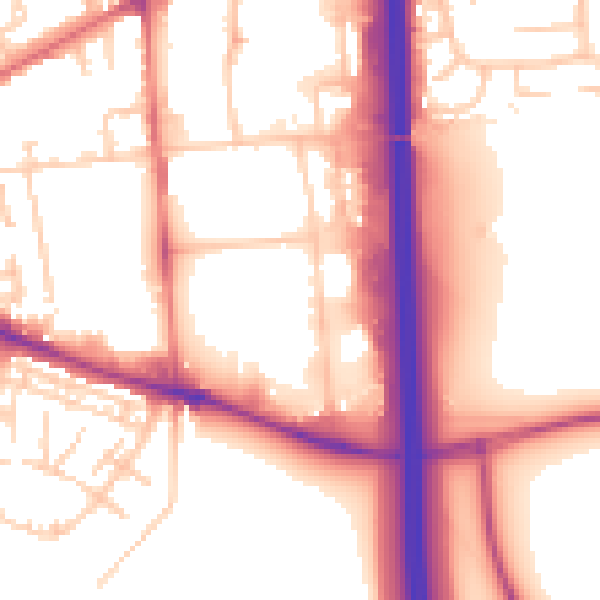 Daytime road noise heatmap for DH1 2XL