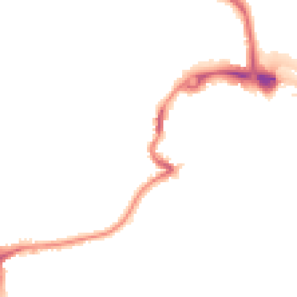 Night-time road noise heatmap for DH1 4EG
