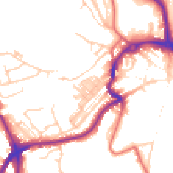 Daytime road noise heatmap for DH1 4EW