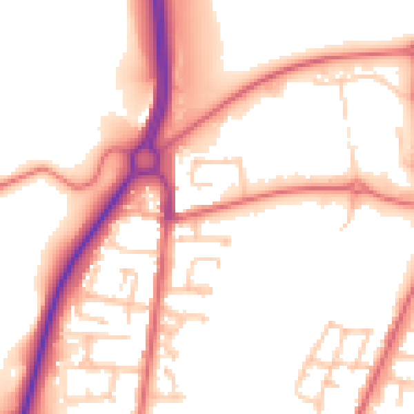 Daytime road noise heatmap for DH1 5DQ