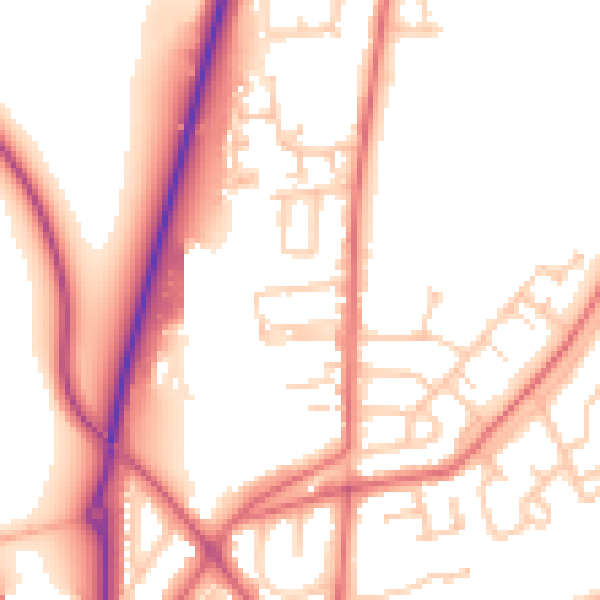 Daytime road noise heatmap for DH1 5EG