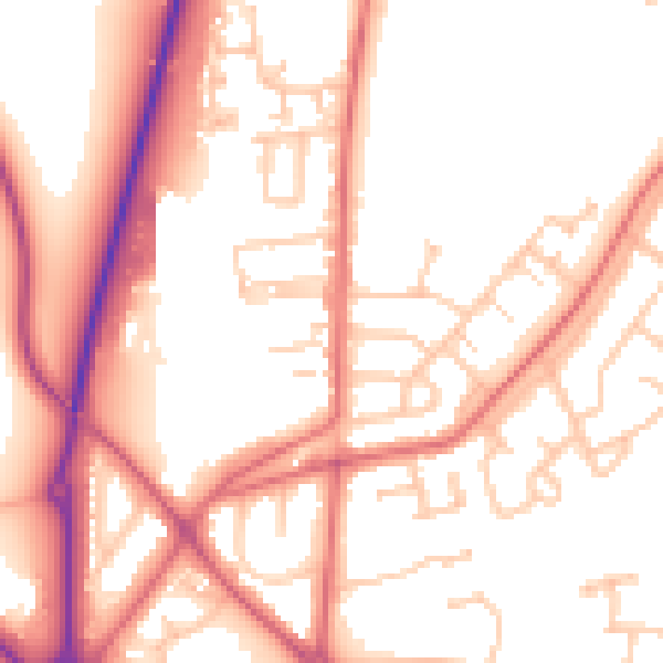 Daytime road noise heatmap for DH1 5EJ