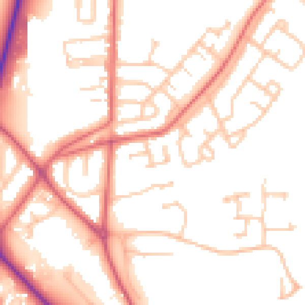 Daytime road noise heatmap for DH1 5JP