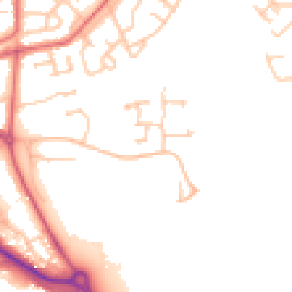 Daytime road noise heatmap for DH1 5TN