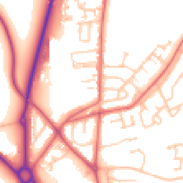 Daytime road noise heatmap for DH1 5ZQ