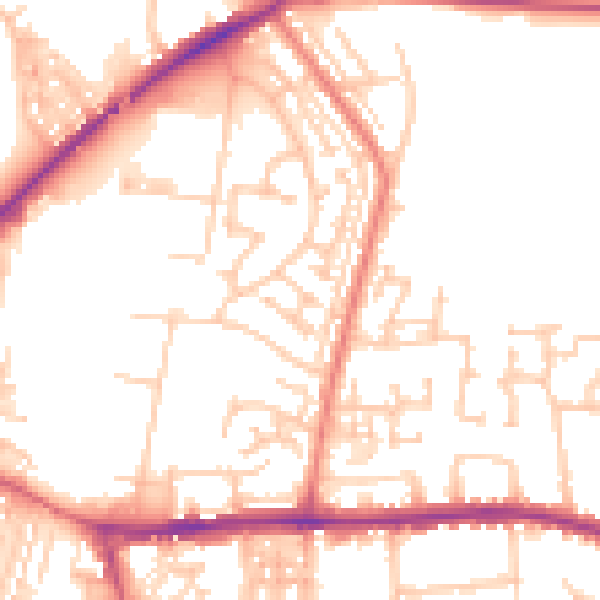 Daytime road noise heatmap for DL1 1AW