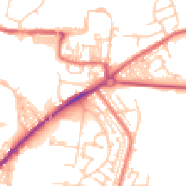 Daytime road noise heatmap for DL1 1AZ