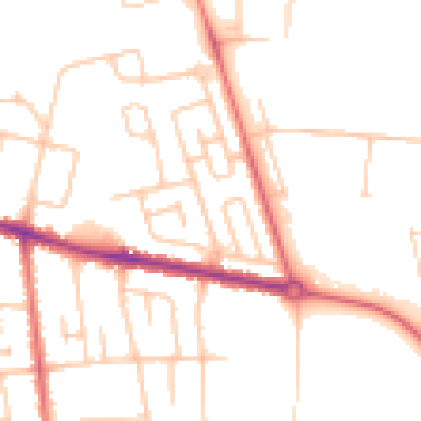 Daytime road noise heatmap for DL1 1BQ