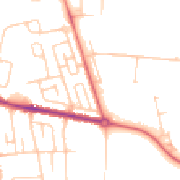 Daytime road noise heatmap for DL1 1BW