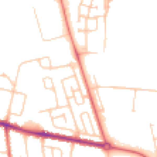 Daytime road noise heatmap for DL1 1DB