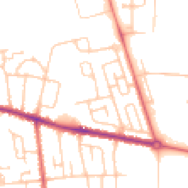 Daytime road noise heatmap for DL1 1DJ