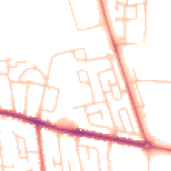Daytime road noise heatmap for DL1 1DQ
