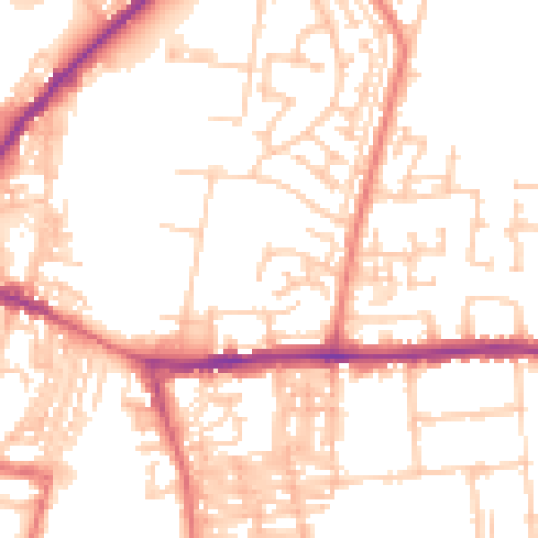 Daytime road noise heatmap for DL1 1DY