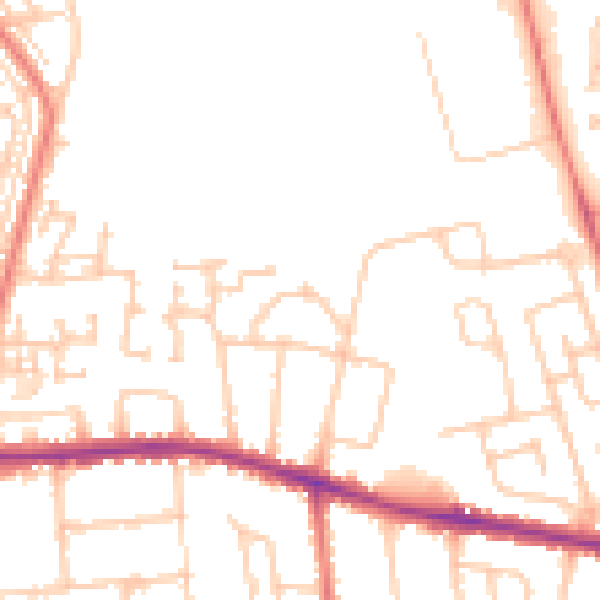 Daytime road noise heatmap for DL1 1EN