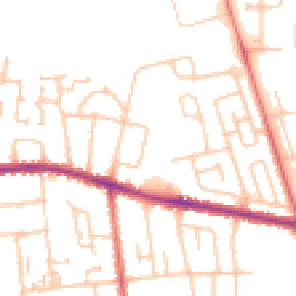 Daytime road noise heatmap for DL1 1EQ