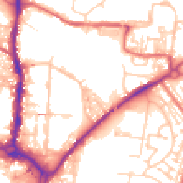 Daytime road noise heatmap for DL1 1LB