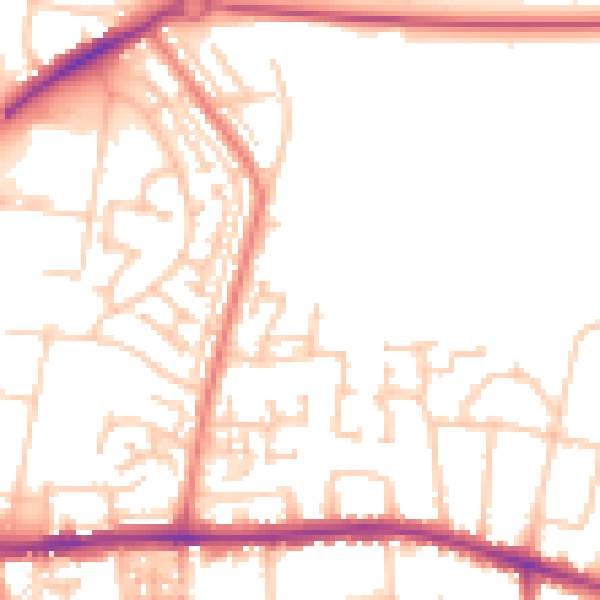 Daytime road noise heatmap for DL1 1PJ