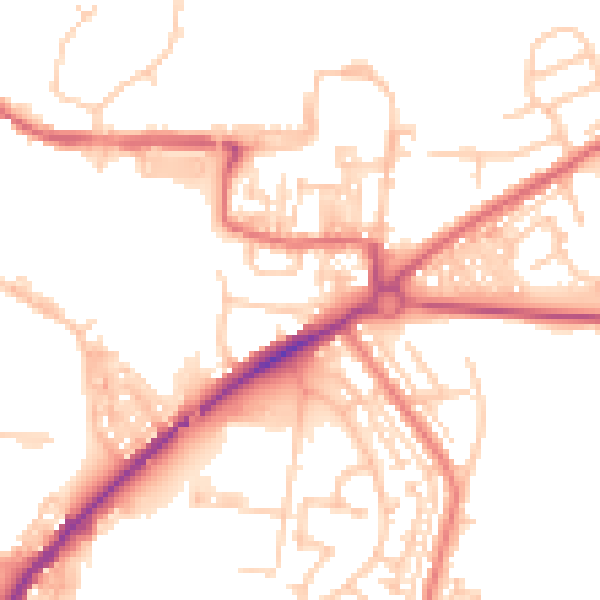 Daytime road noise heatmap for DL1 1QW