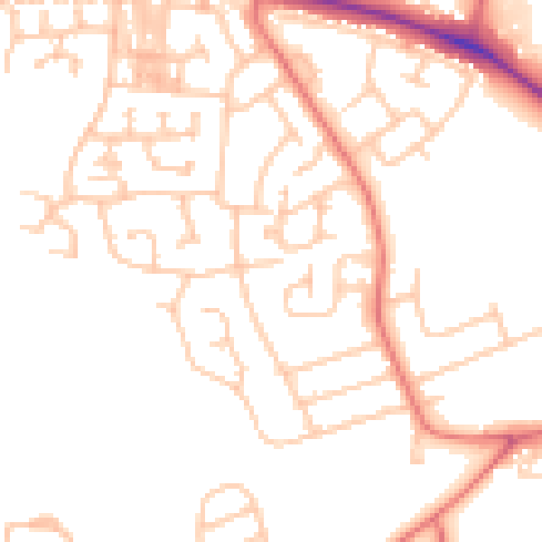 Daytime road noise heatmap for DL1 2AJ