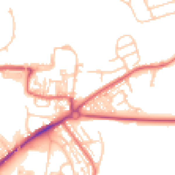 Daytime road noise heatmap for DL1 2FZ