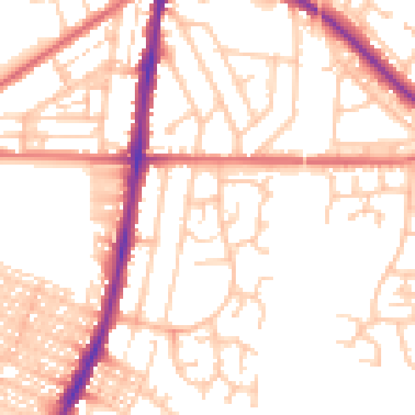 Daytime road noise heatmap for DL1 2GQ