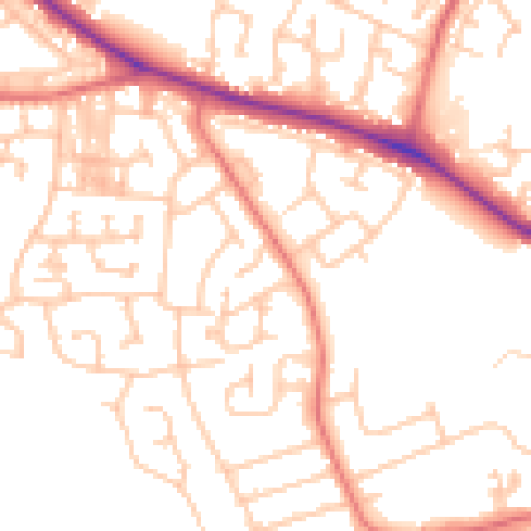 Daytime road noise heatmap for DL1 2HX