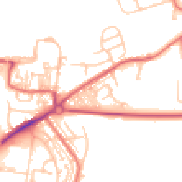 Daytime road noise heatmap for DL1 2JY