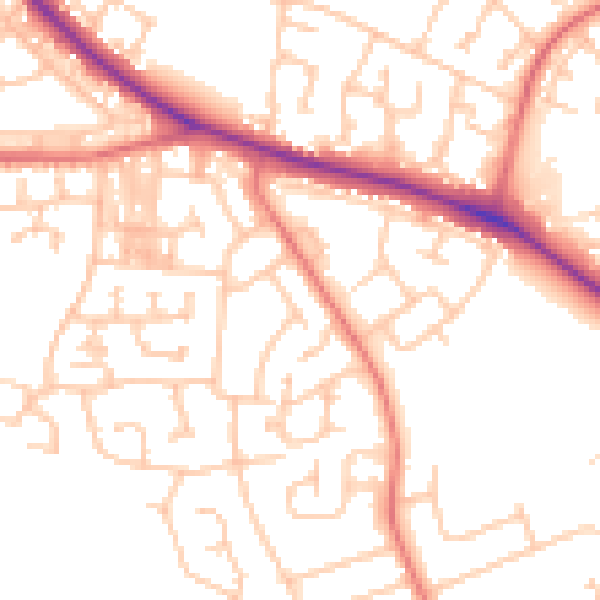 Daytime road noise heatmap for DL1 2QL