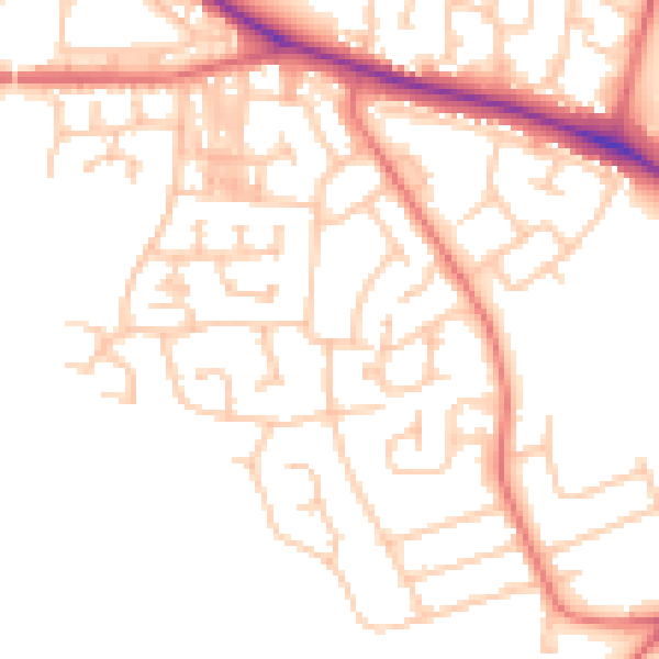 Daytime road noise heatmap for DL1 2QQ