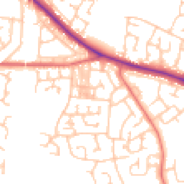 Daytime road noise heatmap for DL1 2QW