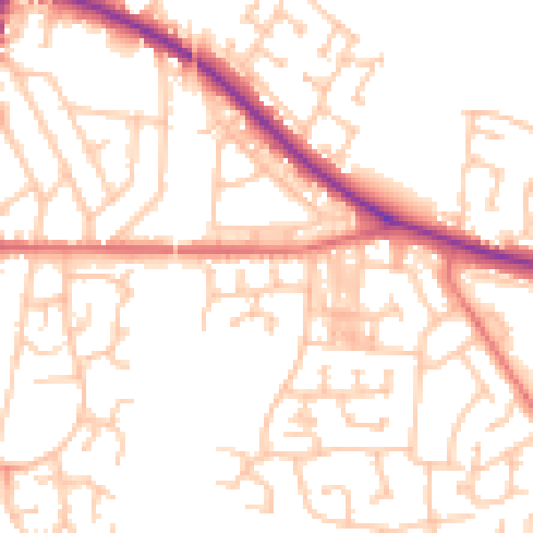 Daytime road noise heatmap for DL1 2RF