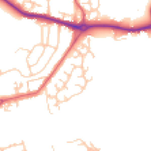Daytime road noise heatmap for DL1 2UZ
