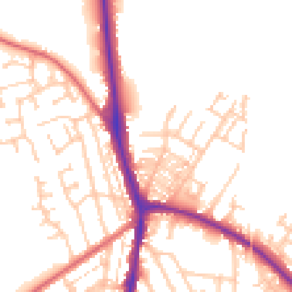 Daytime road noise heatmap for DL1 3AL