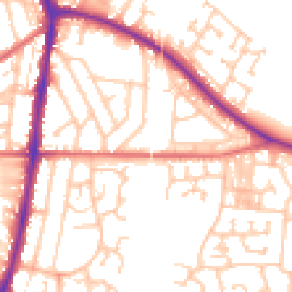 Daytime road noise heatmap for DL1 3BW