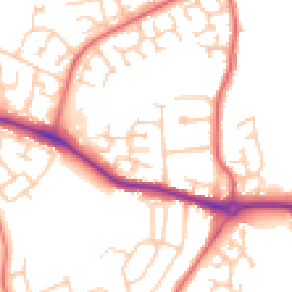 Daytime road noise heatmap for DL1 3HX