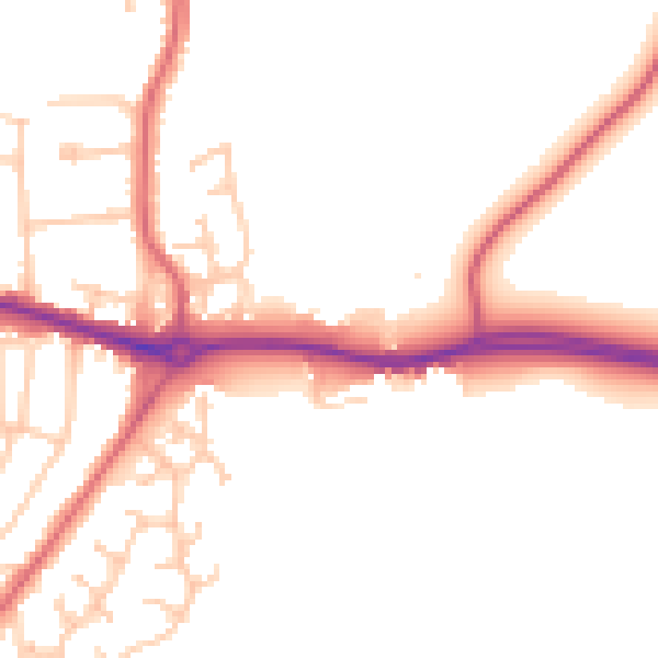 Daytime road noise heatmap for DL1 3JQ