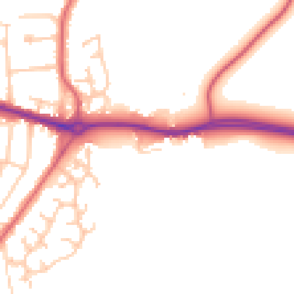 Daytime road noise heatmap for DL1 3JW
