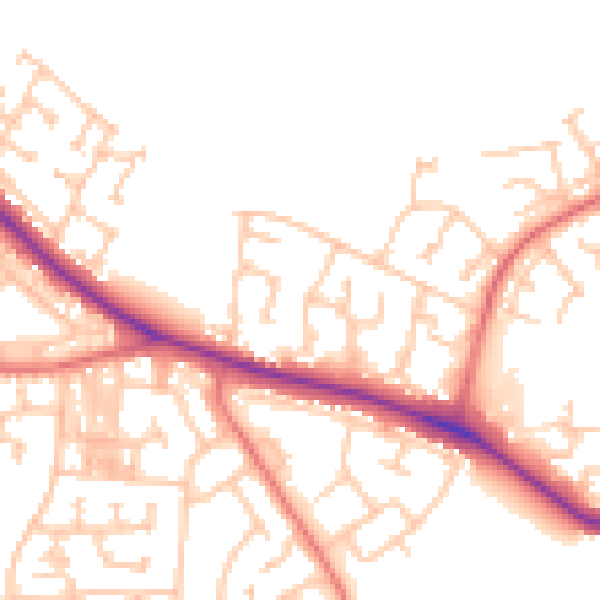 Daytime road noise heatmap for DL1 3PE