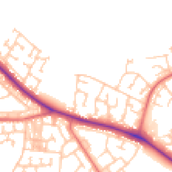 Daytime road noise heatmap for DL1 3TJ