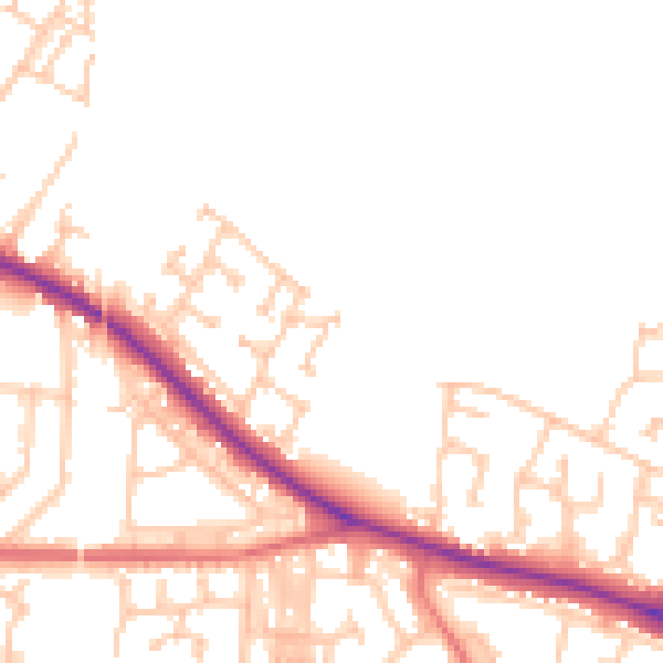 Daytime road noise heatmap for DL1 3TU