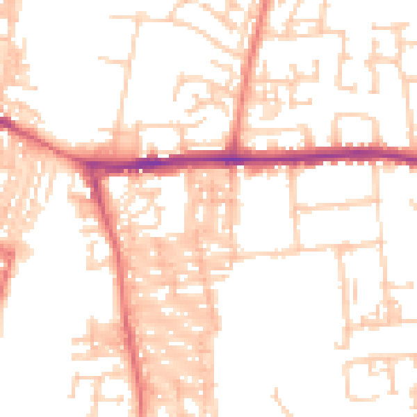 Daytime road noise heatmap for DL1 4EQ