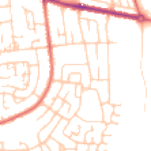 Daytime road noise heatmap for DL1 4SQ