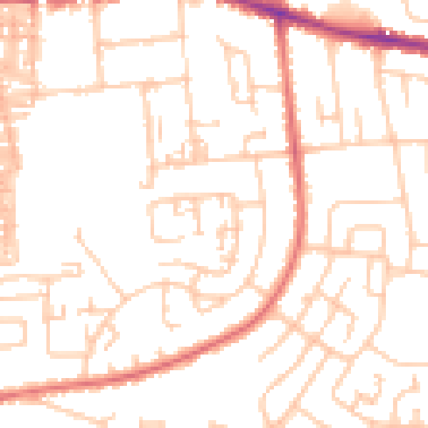 Daytime road noise heatmap for DL1 4TW
