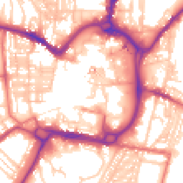 Daytime road noise heatmap for DL1 5PZ
