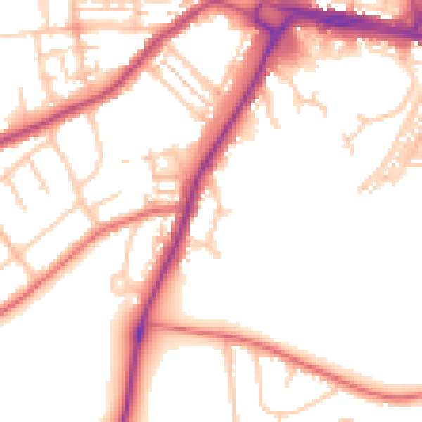 Daytime road noise heatmap for DL1 5YB