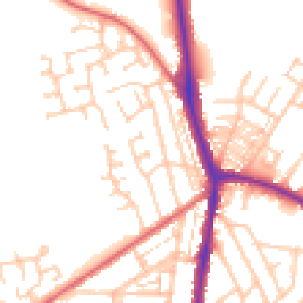 Daytime road noise heatmap for DL3 0AQ