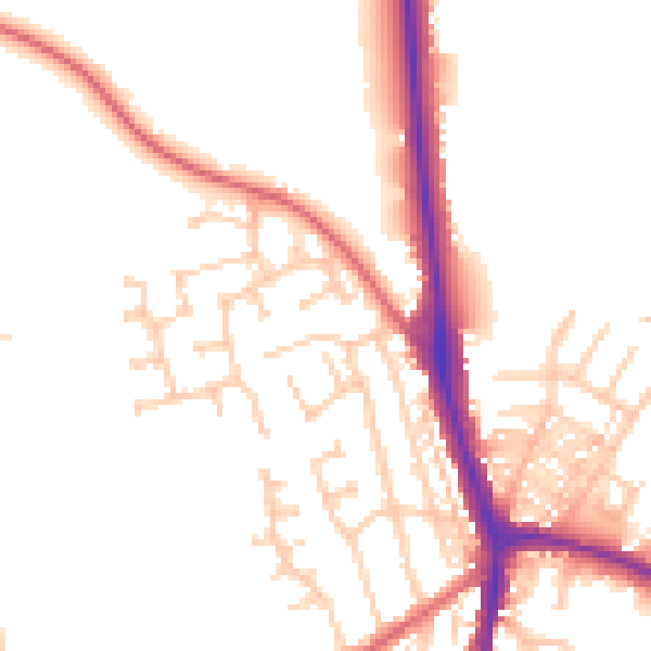Daytime road noise heatmap for DL3 0AY