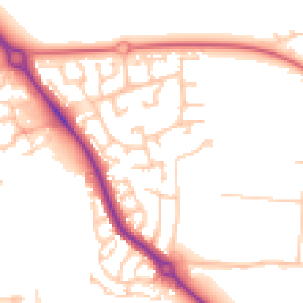 Daytime road noise heatmap for DL3 0BD