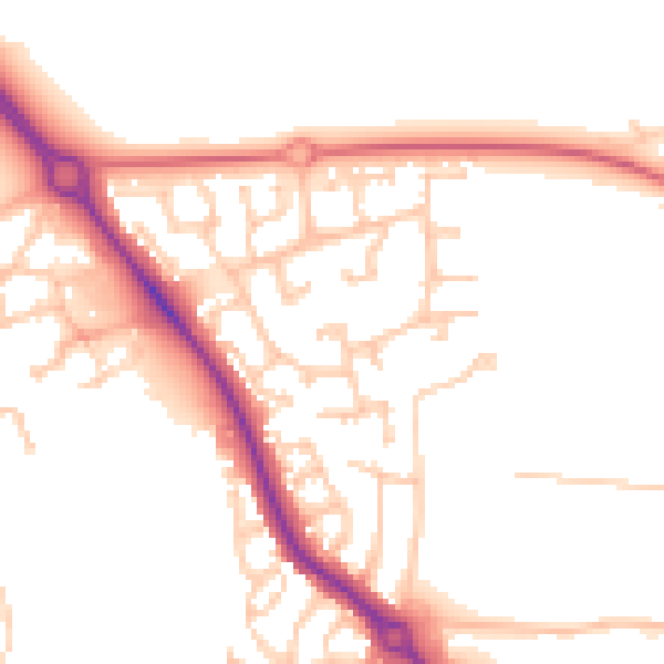 Daytime road noise heatmap for DL3 0BG